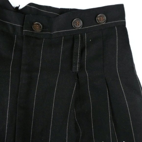 Vintage 80s Shorts Ultra High Waist Pinstripe Pleated Notched Back Wide Cuffed S